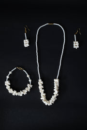 Hand-Carved Marble Jewelry Set — Necklace, Bracelet & Earrings Stone Jewelry