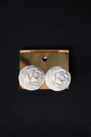 Hand-Carved Marble Rose Stud Earrings