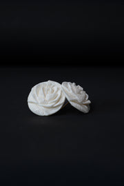 Hand-Carved Marble Rose Stud Earrings