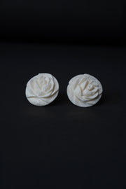 Hand-Carved Marble Rose Stud Earrings