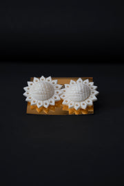 Hand-Carved Marble Sun Stud Earrings