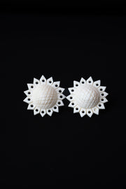 Hand-Carved Marble Sun Stud Earrings
