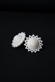 Hand-Carved Marble Sun Stud Earrings