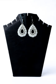 Hand-Carved Marble Teardrop Filigree Earrings