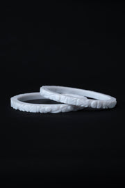 Hand-Carved Marble Bangle — Floral Botanical Stone Jewellery