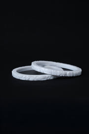Hand-Carved Marble Bangle — Geometric Dot & Diamond Stone Jewellery