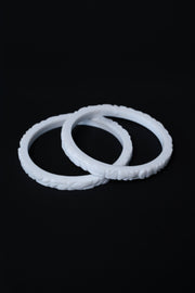 Hand-Carved Marble Bangle — Geometric Dot & Diamond Stone Jewellery
