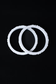 Hand-Carved Marble Bangle — Geometric Dot & Diamond Stone Jewellery