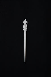 Hand-Carved Marble Hair Pin — Lotus Finial · Single-Stone Carving