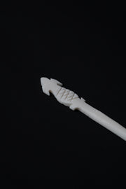 Hand-Carved Marble Hair Pin — Lotus Finial · Single-Stone Carving