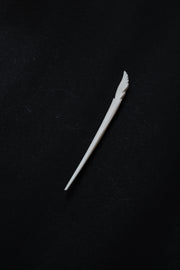 Hand-Carved Marble Hair Pin — Feather Finial ·