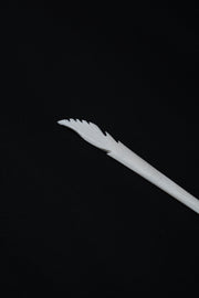 Hand-Carved Marble Hair Pin — Feather Finial ·