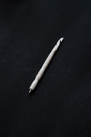 Hand-Carved Marble Pen — Peacock Finial · Single-Stone Carving · Made in India