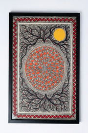 Madhubani Tree of Life with Sun & Mandala