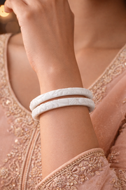 Hand-Carved Marble Bangle — Geometric Dot & Diamond Stone Jewellery