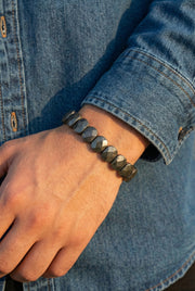 Natural Pyrite Stone Tile Bracelet Handcrafted Crystal Jewellery