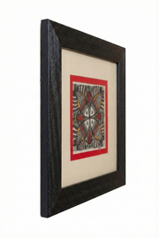 Madhubani Fish Mandala — Framed Miniature Mithila Painting