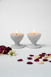 Hand-Carved Marble Diya Stand Stone