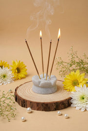 Hand-Carved Lotus Incense Holder Stone