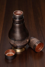 Hand-Engraved Copper Bedside Carafe & Tumbler Set — Ayurvedic Copper Vessel · Tamra Jal · Handcrafted