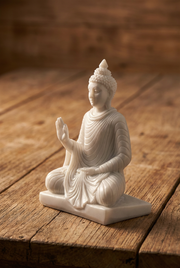 Hand-Carved Marble Garden Buddha Statue