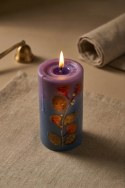 Handmade Lavender Blue Pillar Candle Handcrafted Candle