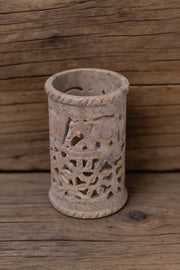 Hand-Carved Soapstone Pen & Pencil Holder Stone Craft