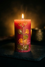 Handmade Rose Red Pillar Candle Handcrafted Candle