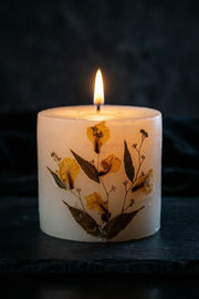 Handmade Rose Botanical Pillar Candle Handcrafted Candle