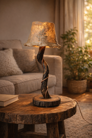Handcrafted Open-Crown Driftwood Table Lamp Natural Driftwood