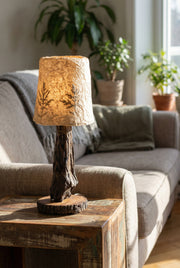 Handcrafted Driftwood Trunk Table Lamp Natural Wood