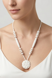 Hand-Carved Marble Architectural Bead Necklace
