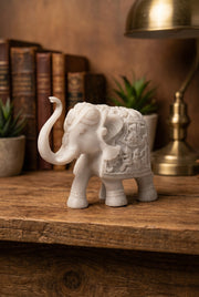 Hand-Carved Marble Elephant Figurine Stone Craft