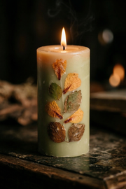 Handmade Lemongrass Botanical Pillar Candle Handcrafted Candle