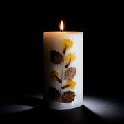 Handmade Jasmine Botanical Pillar Candle Handcrafted Candle