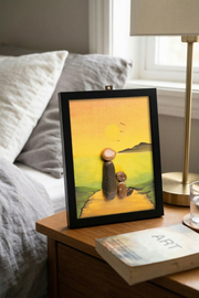 Hand-Painted Pebble Art — A Man & His Dog Pebble Art · Hand-Painted · Framed · One of a Kind