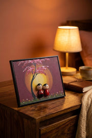 Hand-Painted Pebble Art — Couple Under the Cherry Blossom Pebble Art · Hand-Painted · Framed · One of a Kind