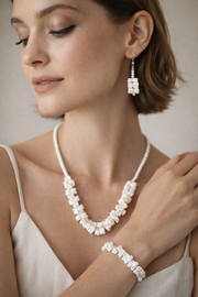 Hand-Carved Marble Jewelry Set — Necklace, Bracelet & Earrings Stone Jewelry