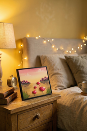 Hand-Painted Pebble Art — Flamingo Family Pebble Art · Hand-Painted · Framed · One of a Kind