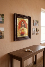 Golden Foil Handcrafted Jesus Christ Portrait · Traditional Foil Relief · Devotion, Protection & Divine Grace